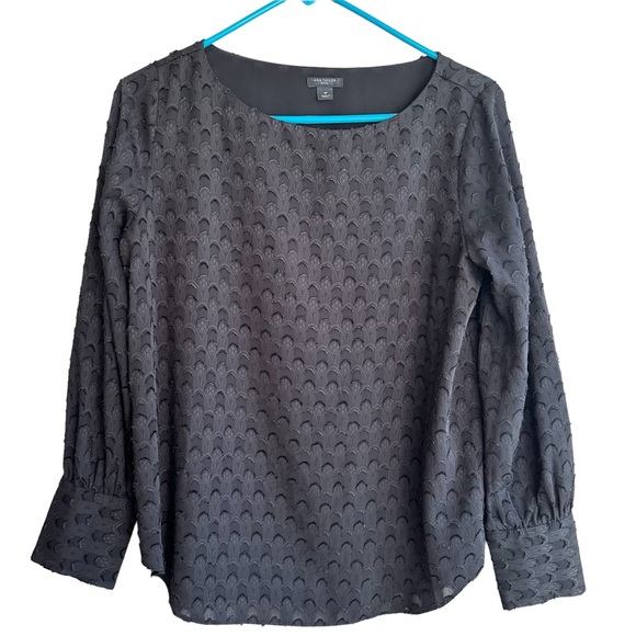 Ann Taylor Long Sleeve Black Blouse Medium P - Picture 2 of 6